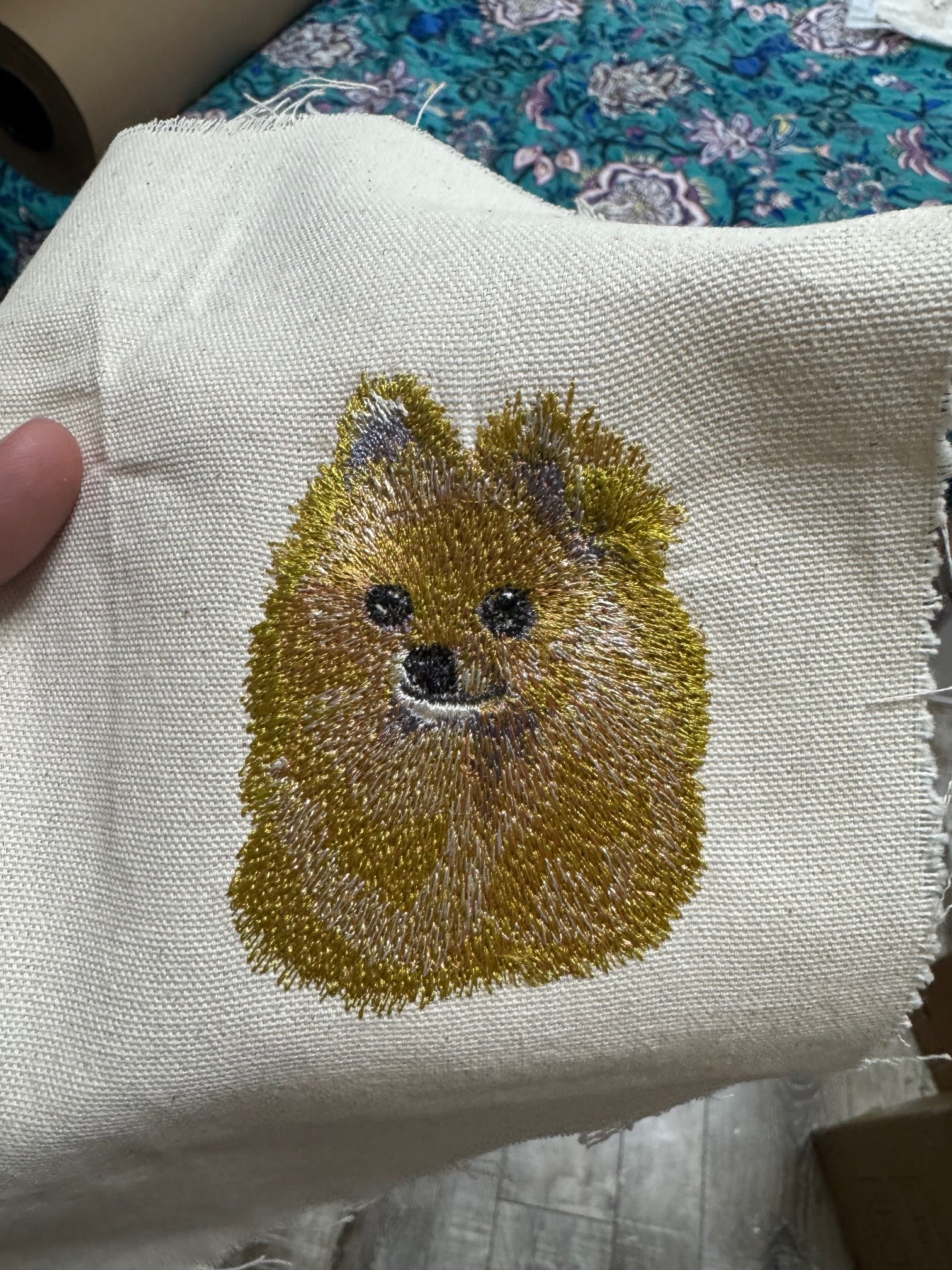 Pomeranian Machine Embroidered Art | Framed Dog Breed Décor