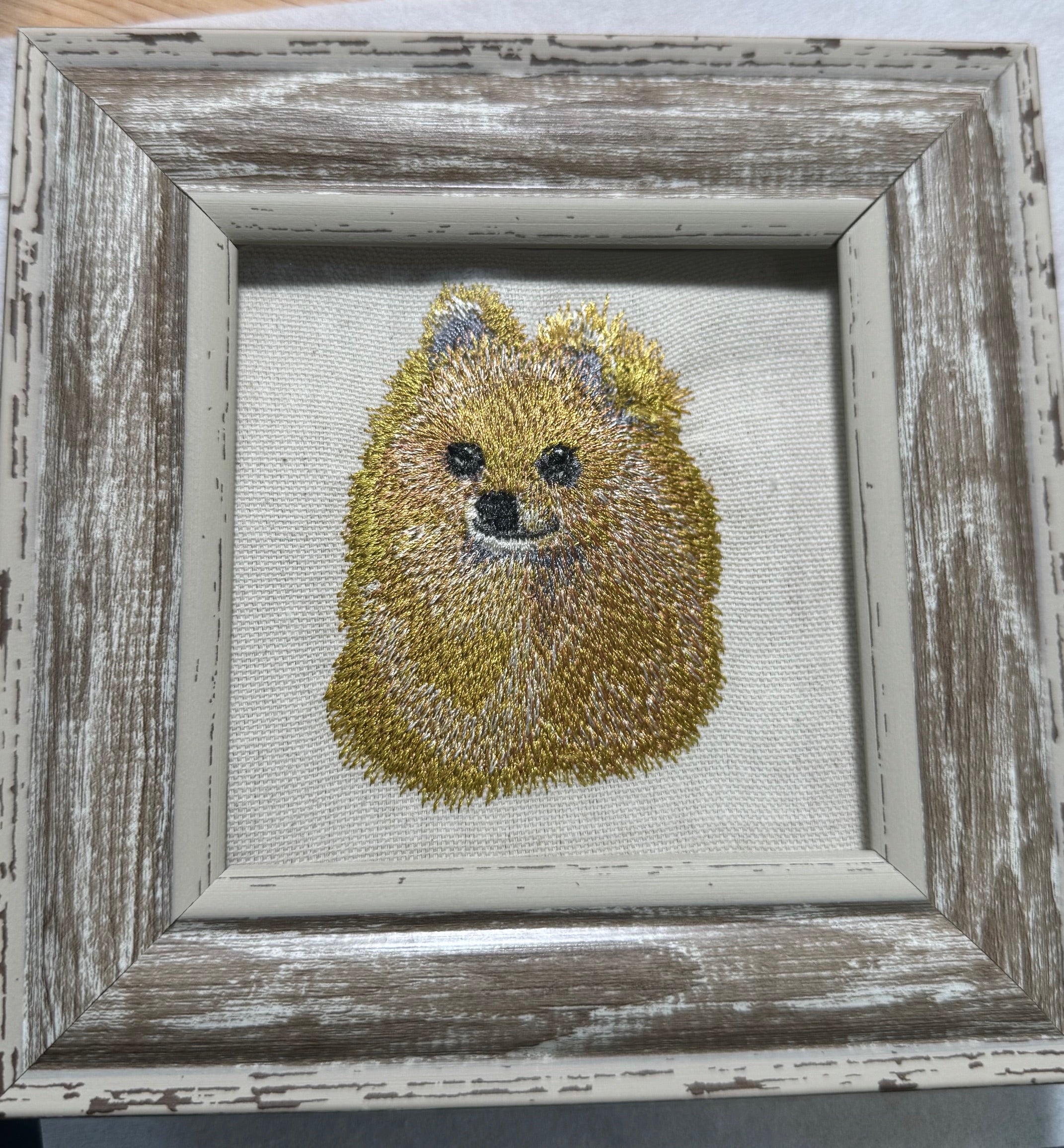 Pomeranian Machine Embroidered Art | Framed Dog Breed Décor