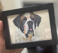 Saint Bernard Machine Embroidered Art | Framed Dog Breed Décor