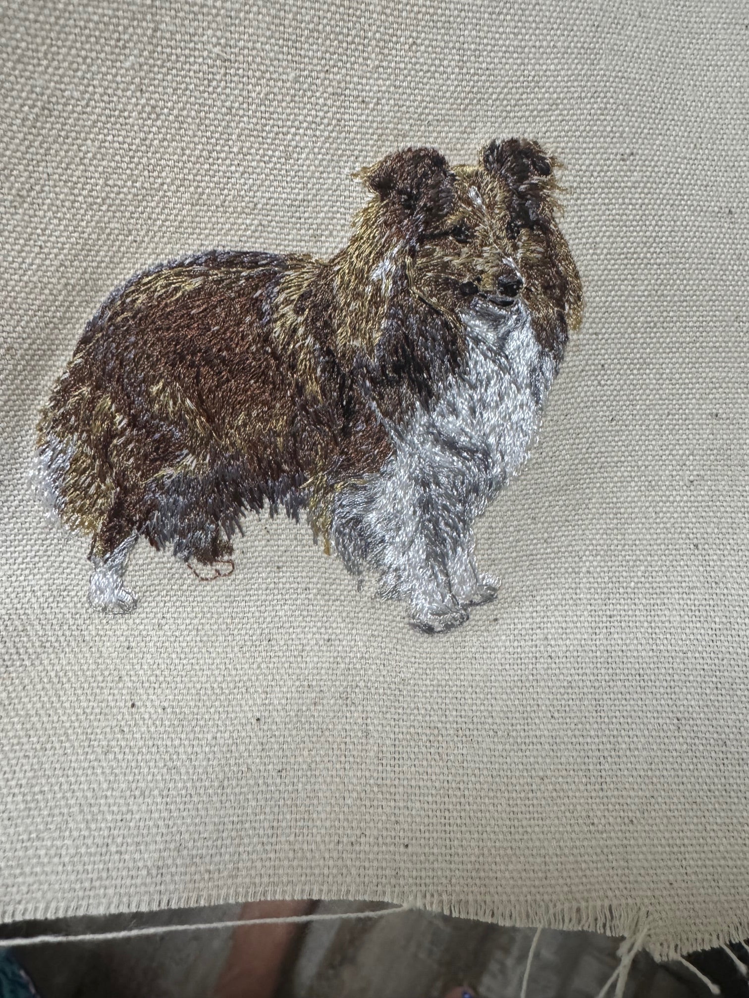 Shetland Sheepdog Machine Embroidered Art | Framed Dog Breed Décor