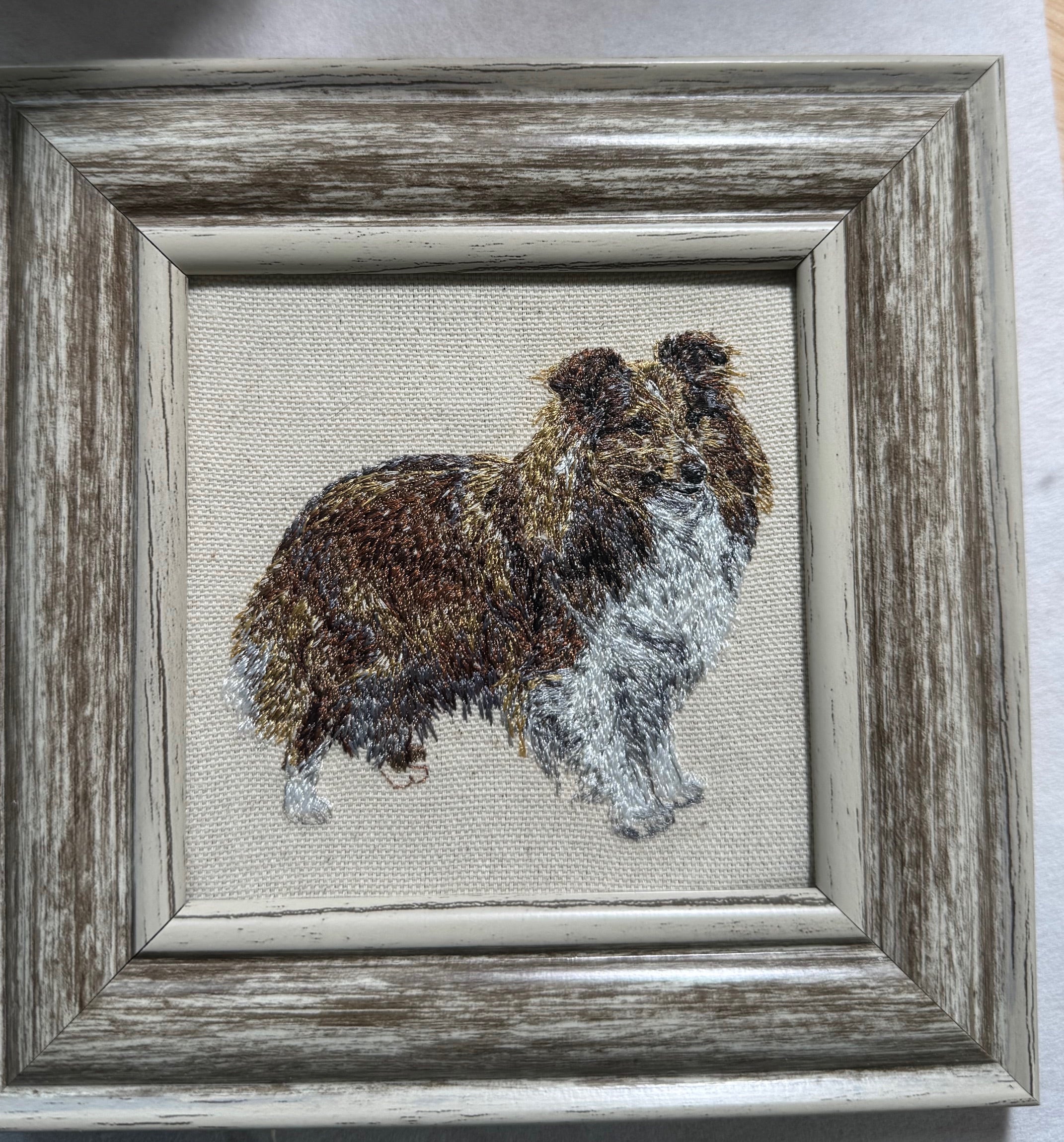 Shetland Sheepdog Machine Embroidered Art | Framed Dog Breed Décor