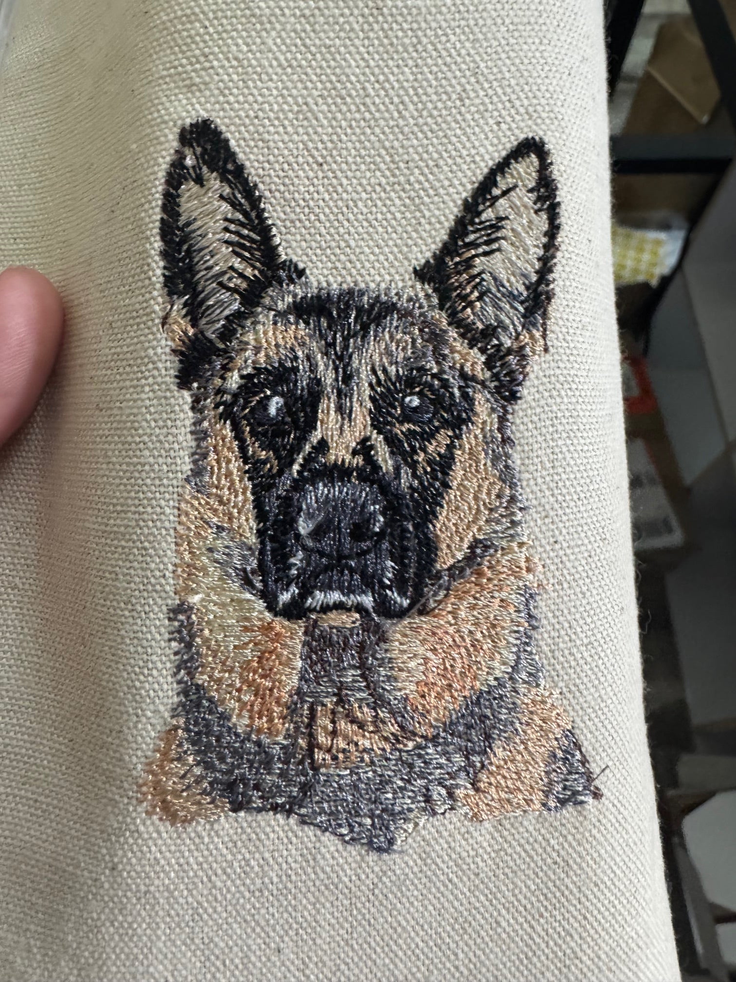German Shepherd Machine Embroidered Art | Framed Dog Breed Décor