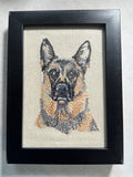 German Shepherd Machine Embroidered Art | Framed Dog Breed Décor