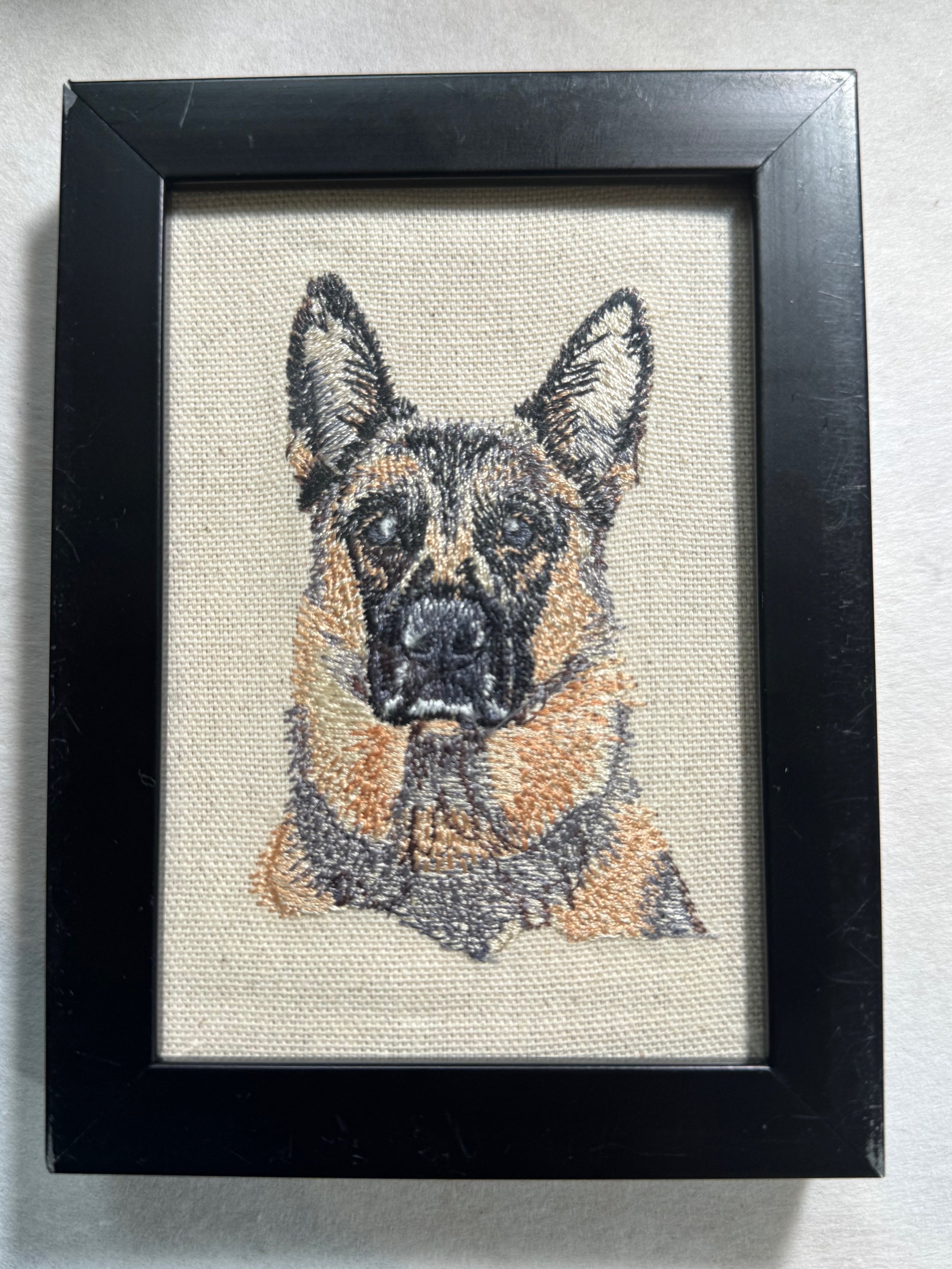 German Shepherd Machine Embroidered Art | Framed Dog Breed Décor