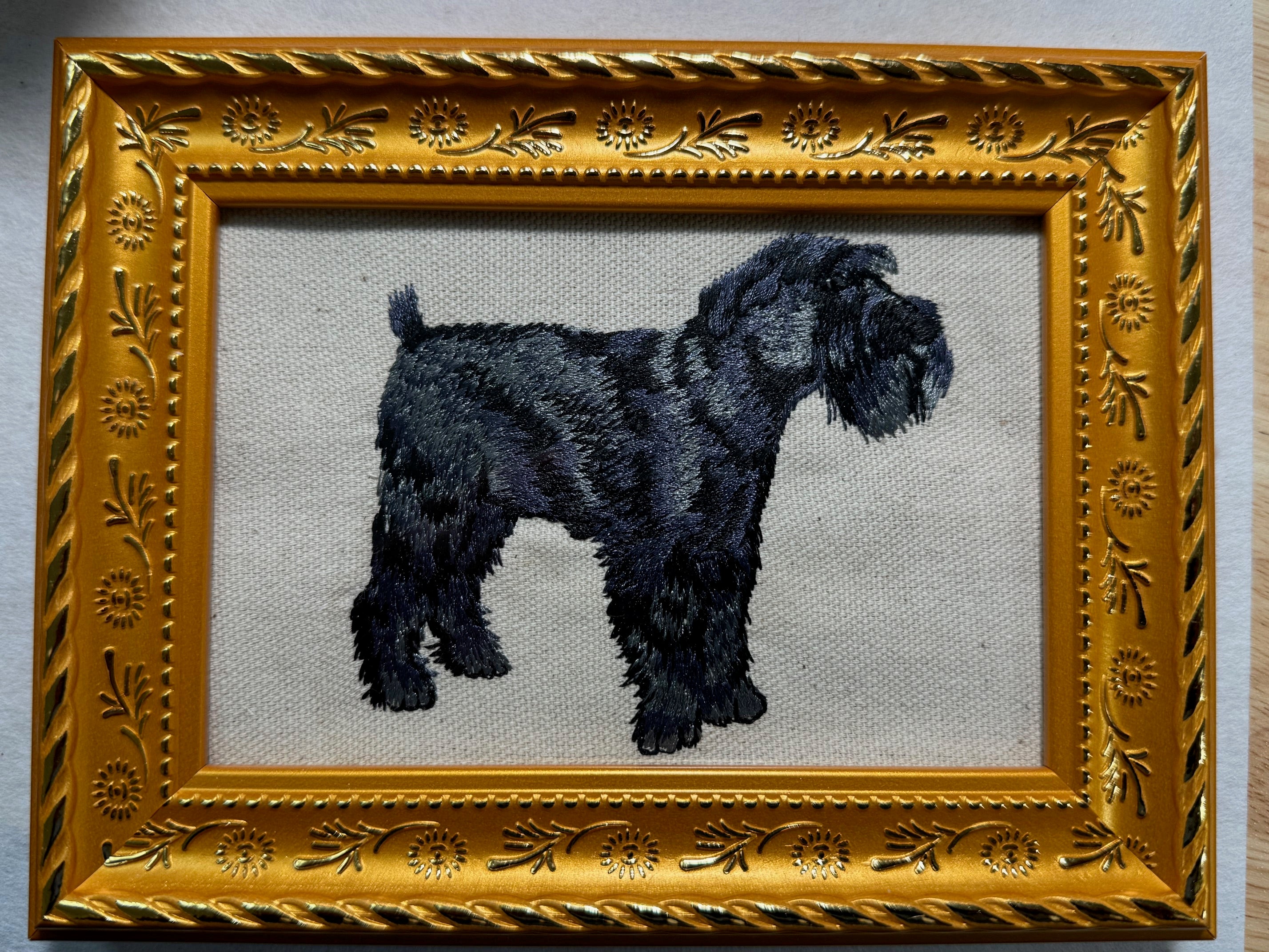 Schnauzer Machine Embroidered Art | Framed Dog Breed Décor