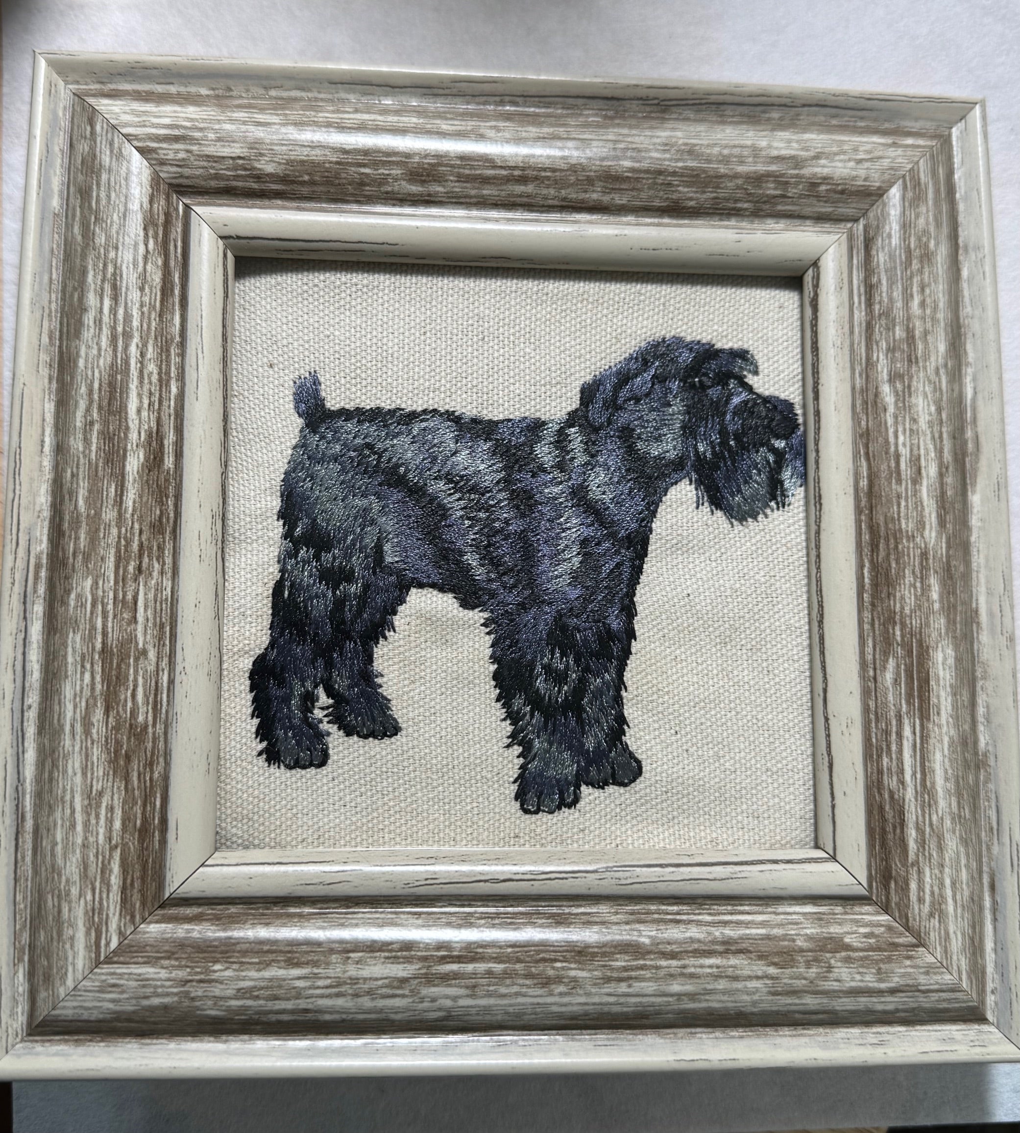 Schnauzer Machine Embroidered Art | Framed Dog Breed Décor