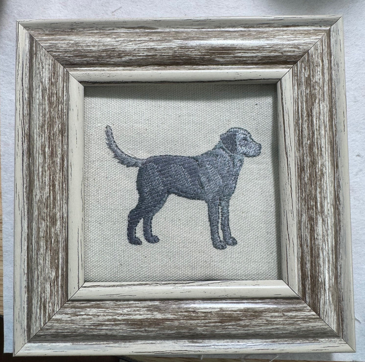Silver Labrador Retriever Machine Embroidered Art | Framed Dog Breed Décor