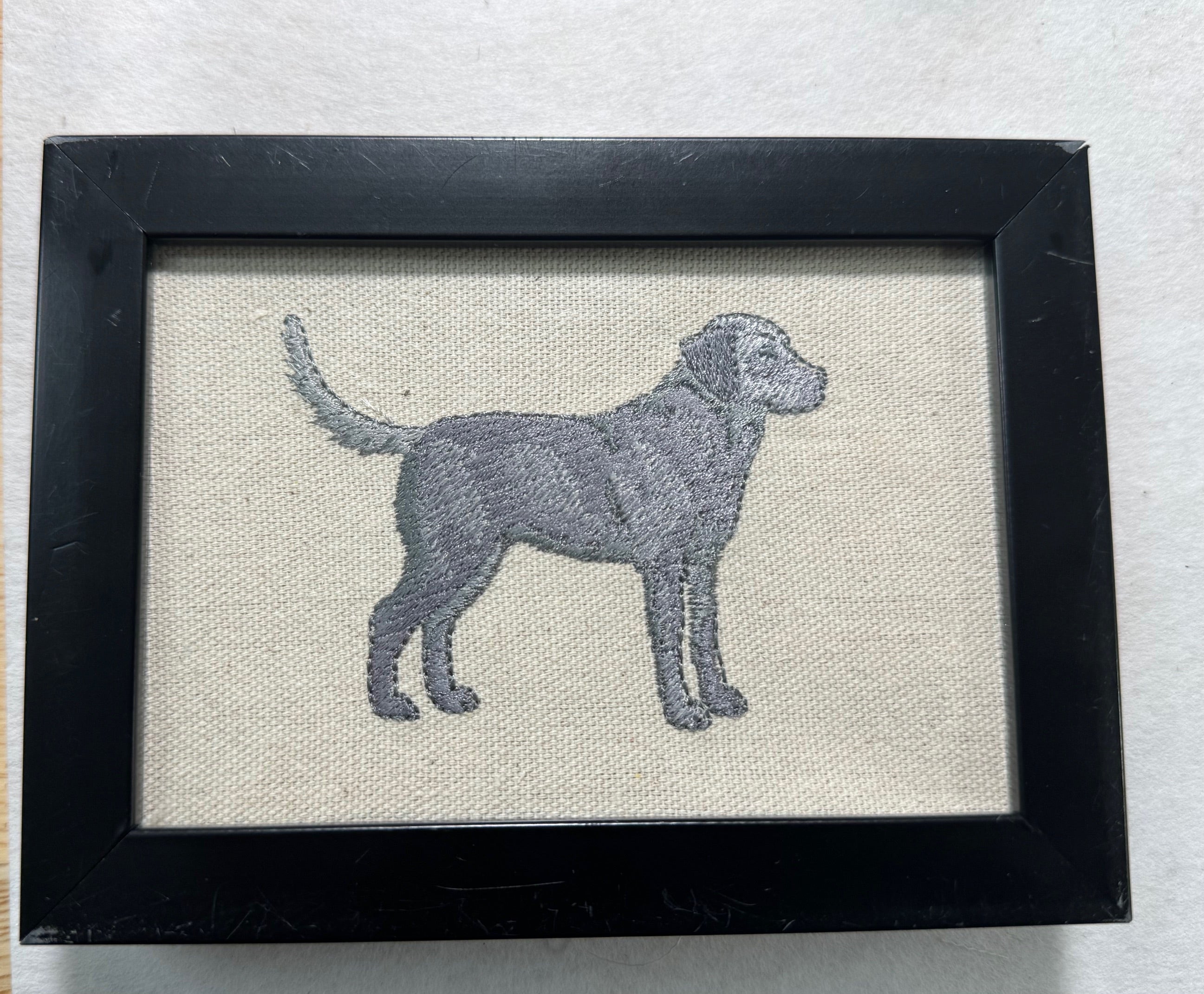 Silver Labrador Retriever Machine Embroidered Art | Framed Dog Breed Décor