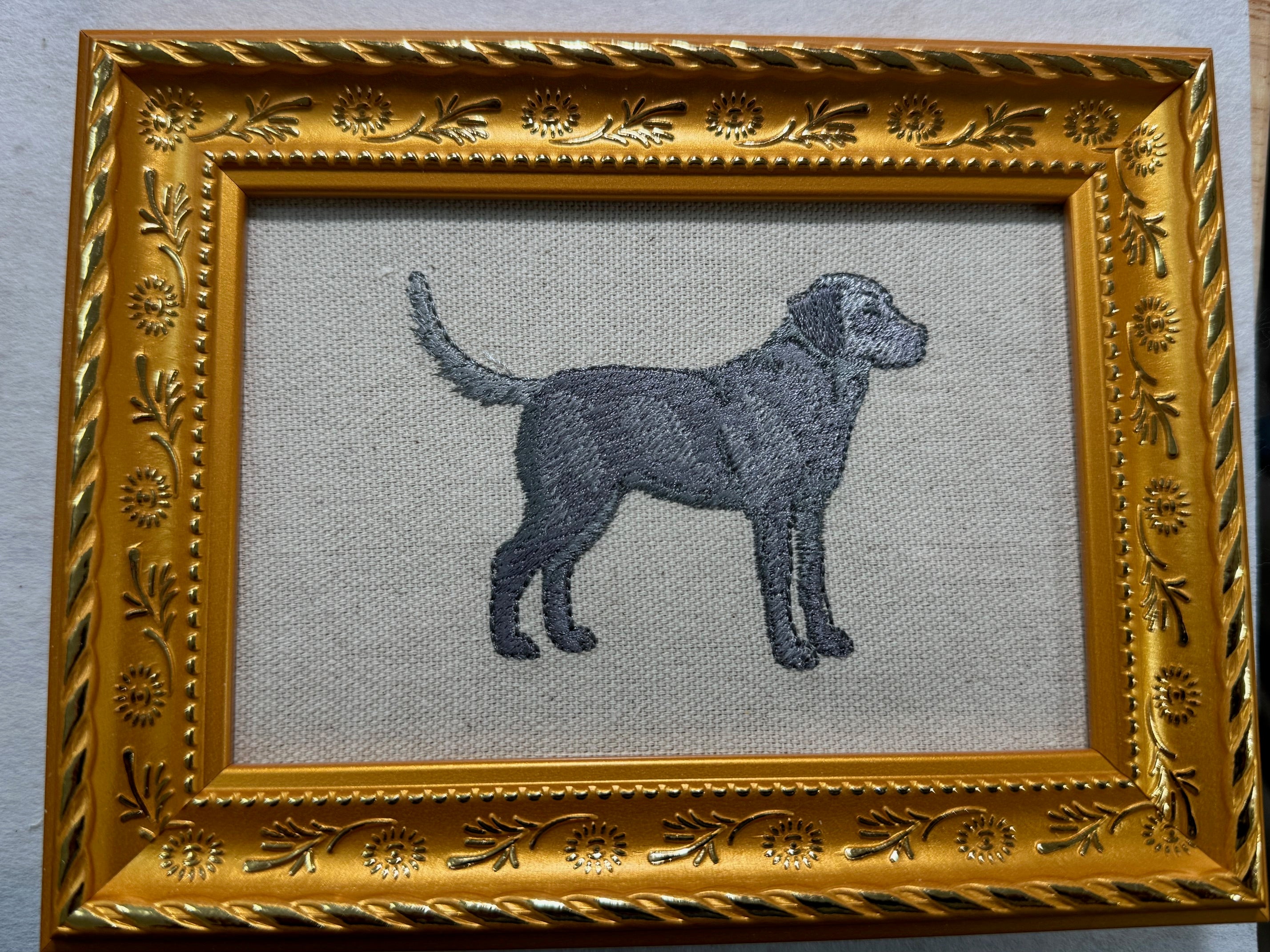 Silver Labrador Retriever Machine Embroidered Art | Framed Dog Breed Décor