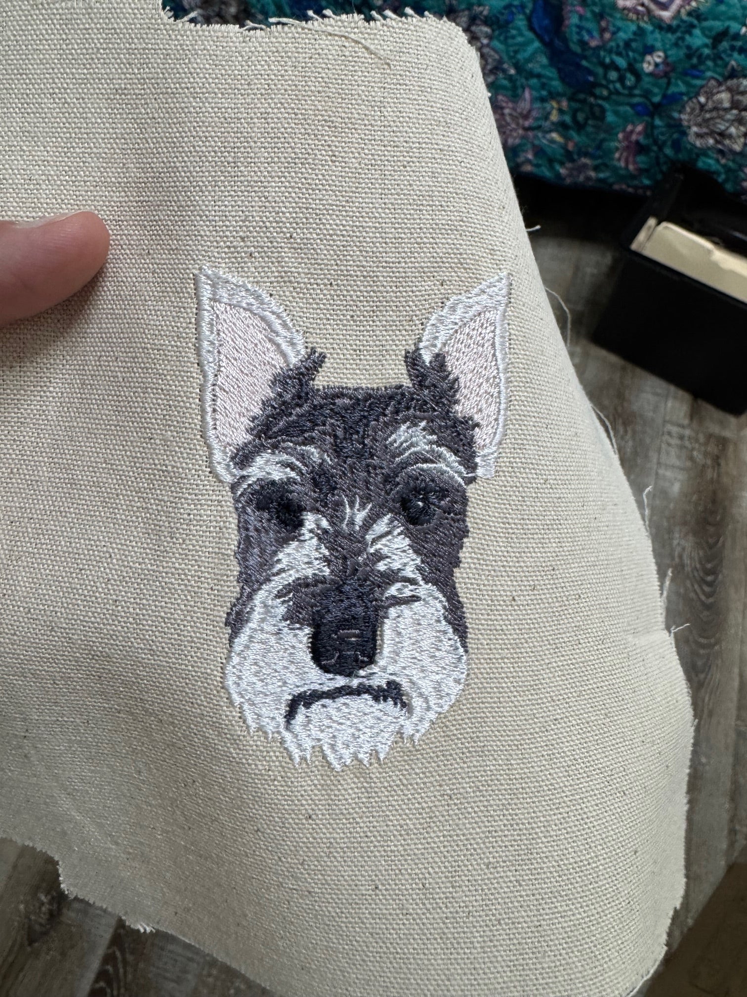 Schnauzer Machine Embroidered Art No. 2 | Framed Dog Breed Décor