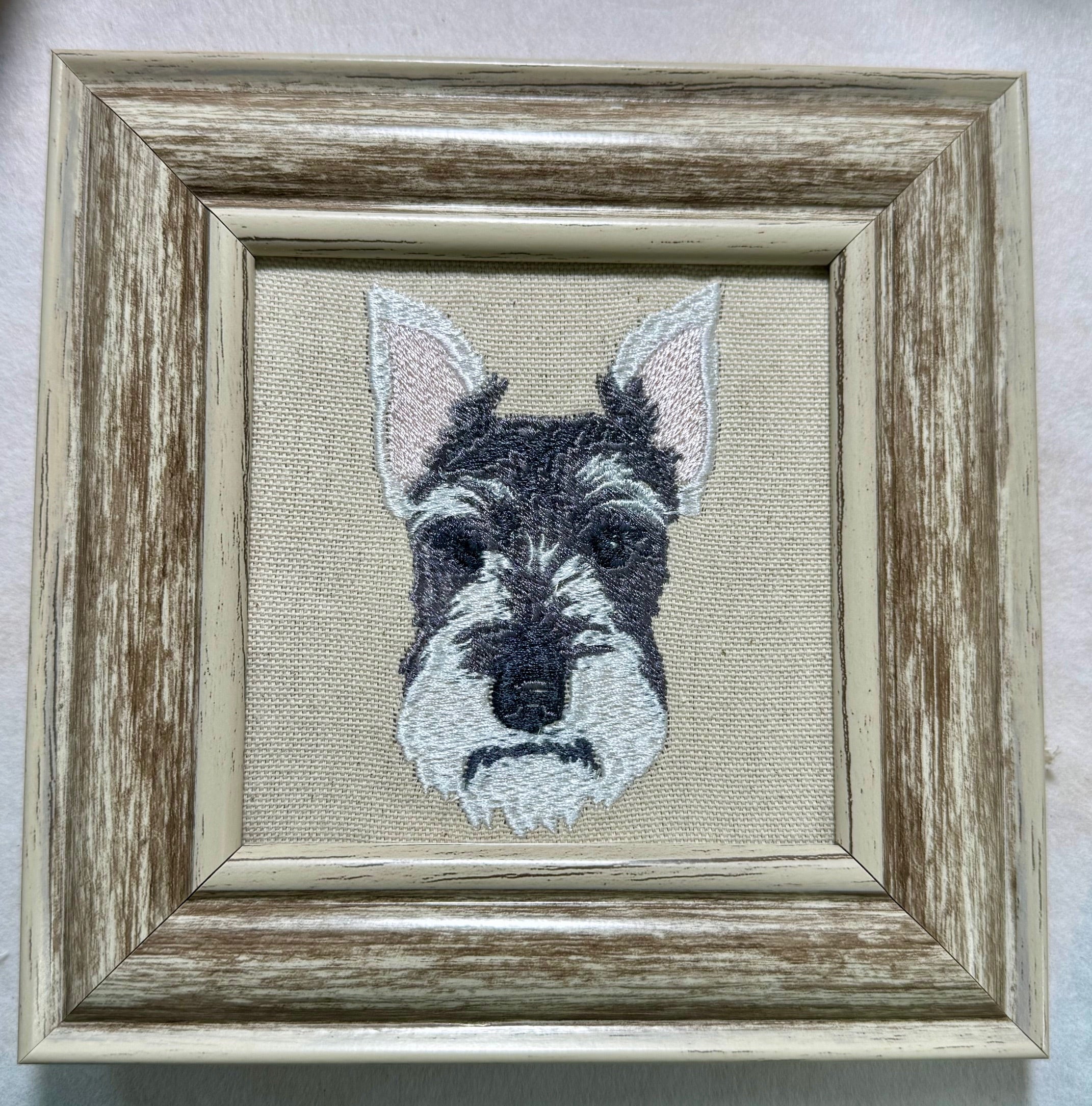 Schnauzer Machine Embroidered Art No. 2 | Framed Dog Breed Décor