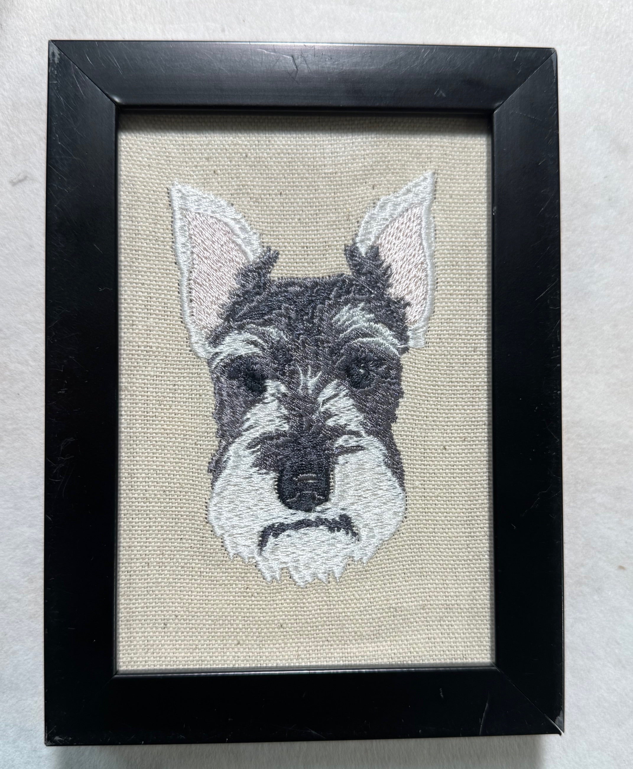 Schnauzer Machine Embroidered Art No. 2 | Framed Dog Breed Décor