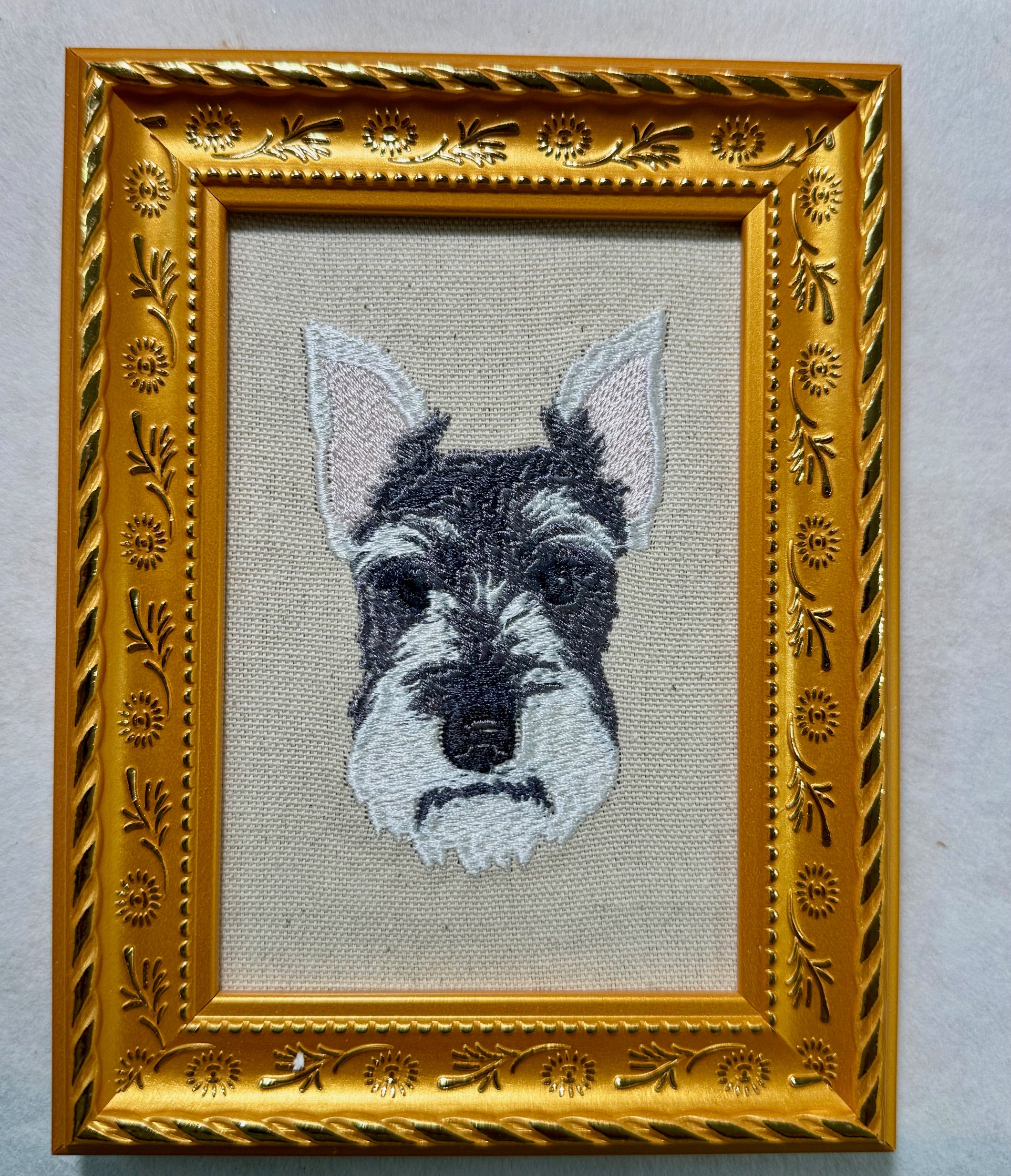 Schnauzer Machine Embroidered Art No. 2 | Framed Dog Breed Décor