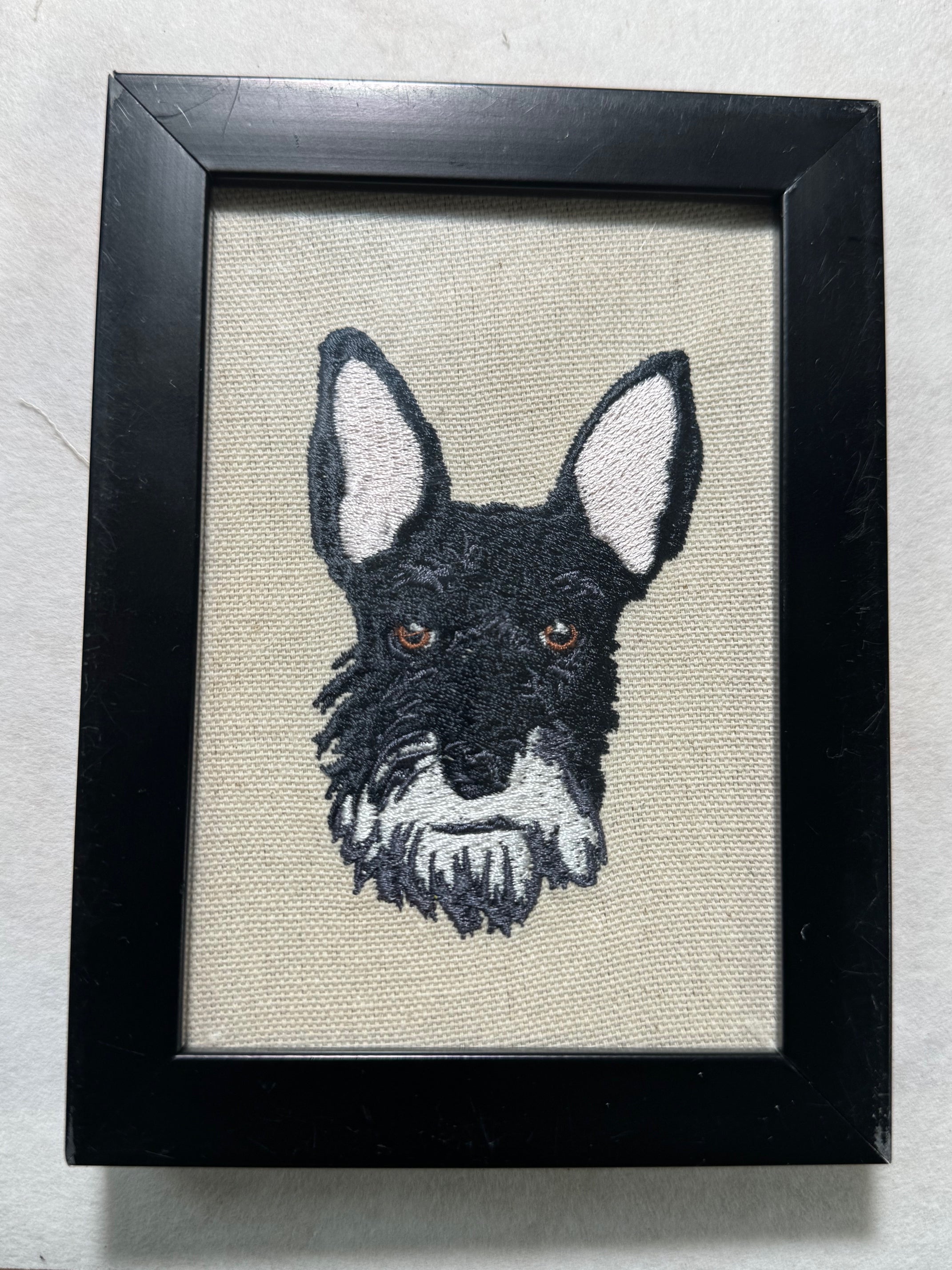 Schnauzer Machine Embroidered Art No. 3 | Framed Dog Breed Décor