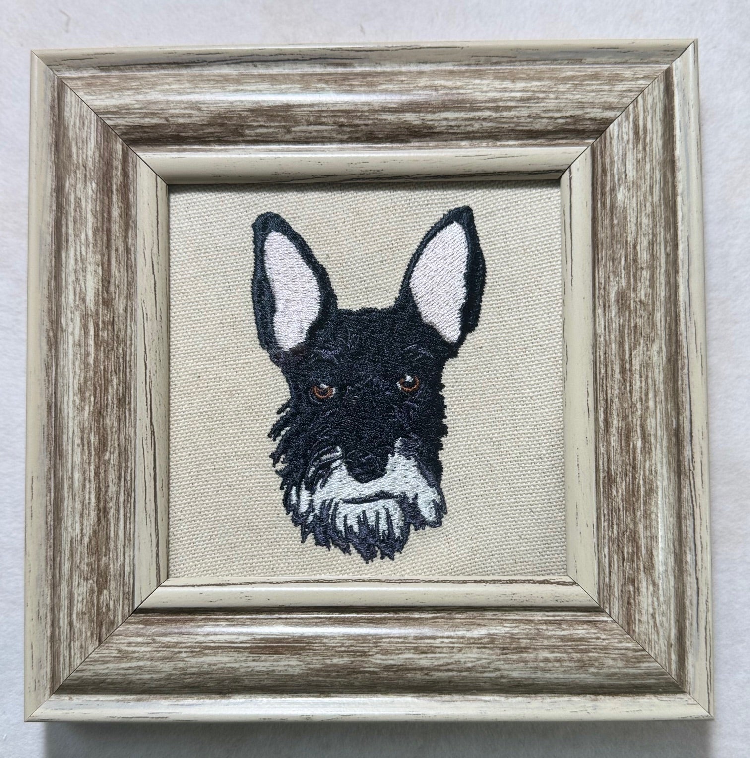 Schnauzer Machine Embroidered Art No. 3 | Framed Dog Breed Décor