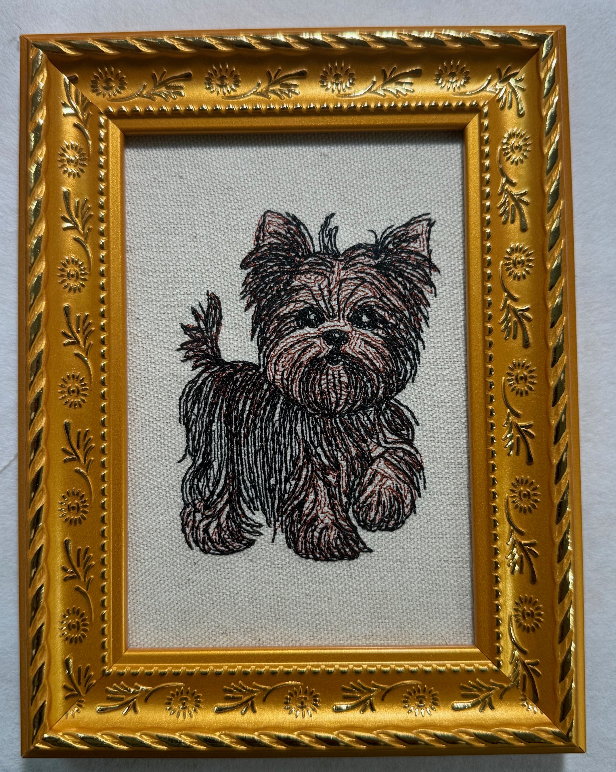 Yorkshire Terrier Machine Embroidered Art | Framed Dog Breed Décor