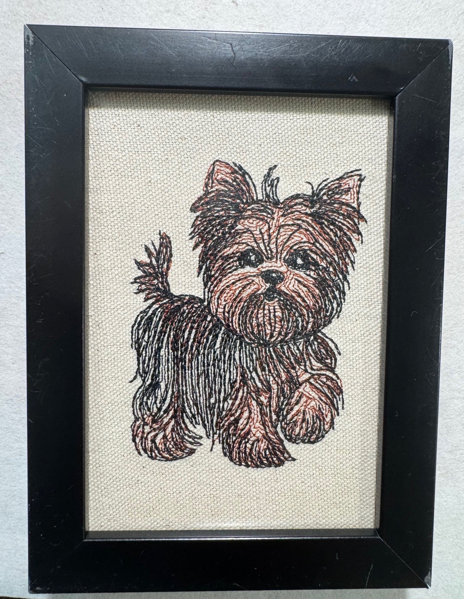 Yorkshire Terrier Machine Embroidered Art | Framed Dog Breed Décor
