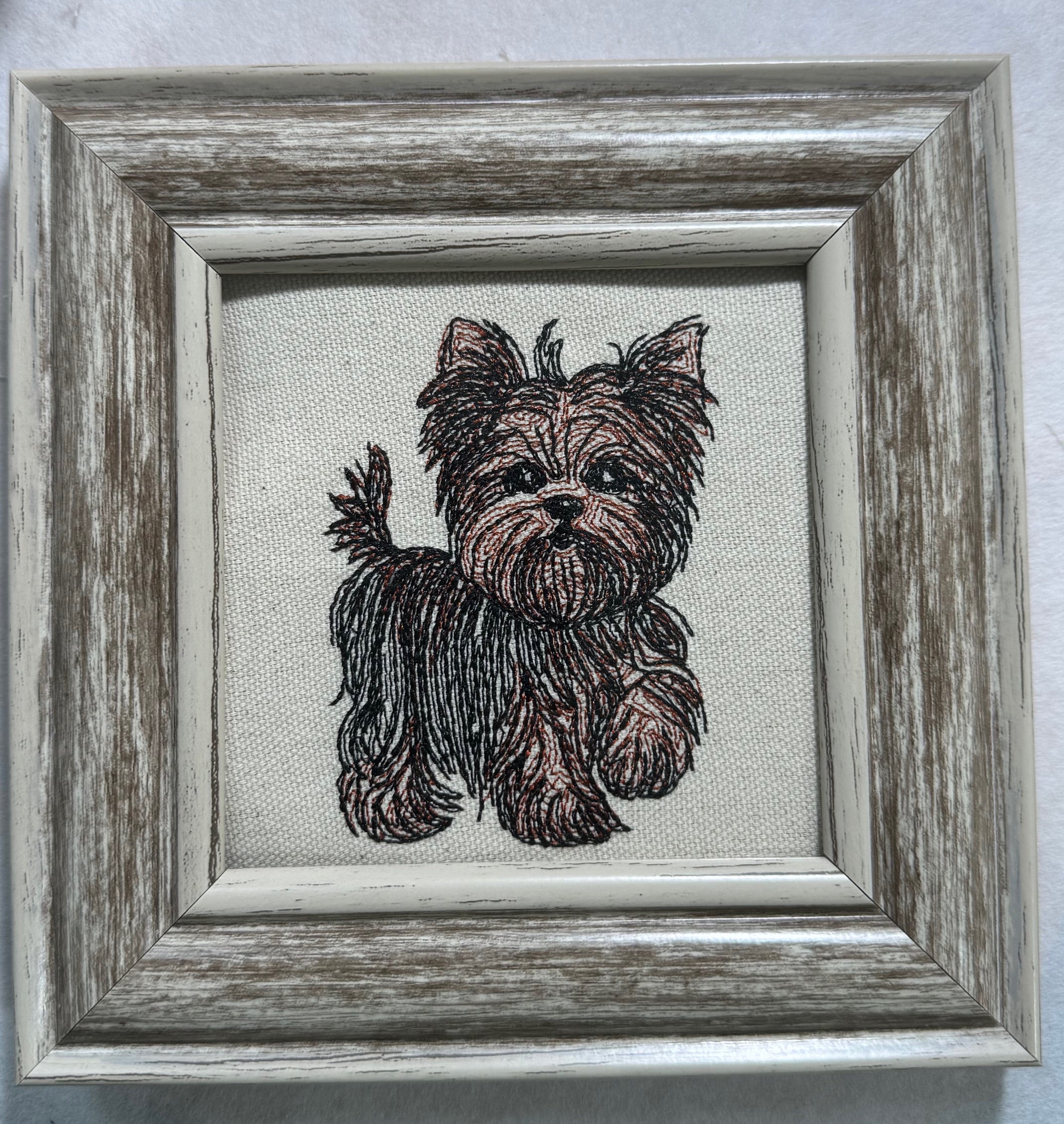 Yorkshire Terrier Machine Embroidered Art | Framed Dog Breed Décor