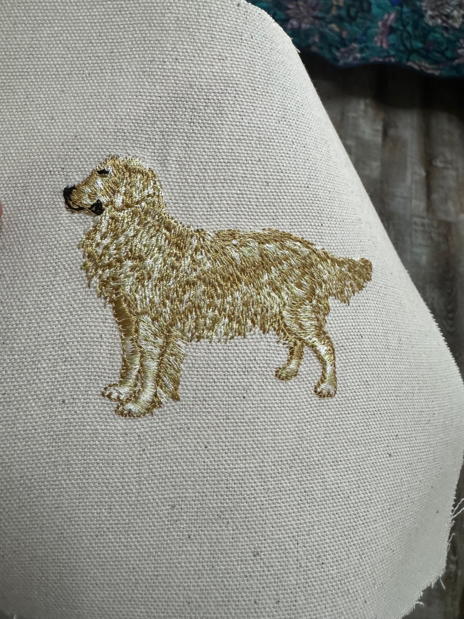Golden Retriever Machine Embroidered & Framed Art | Tabletop Decor