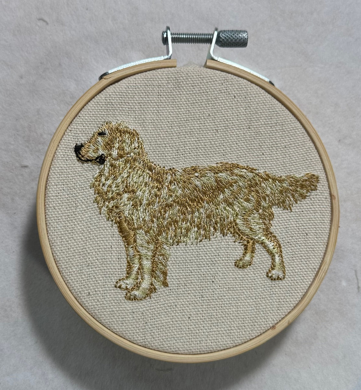 Golden Retriever Machine Embroidered & Framed Art | Tabletop Decor