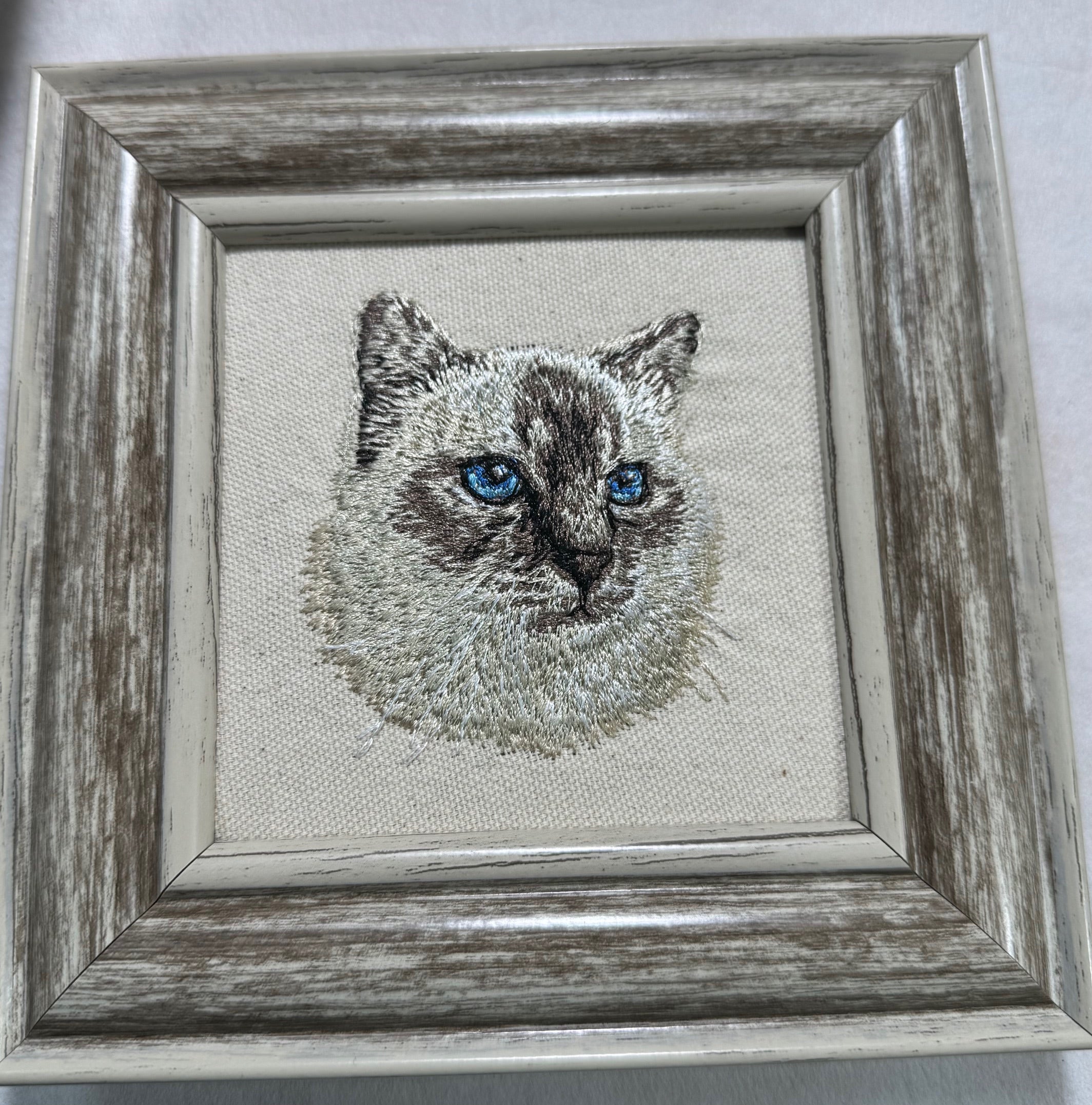 Birman Cat Machine Embroidered Art | Framed Cat Breed Décor