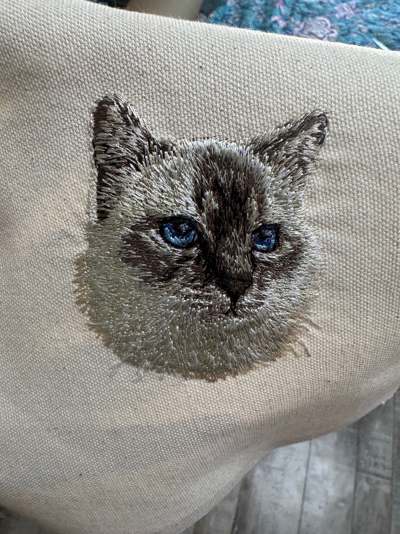 Birman Cat Machine Embroidered Art | Framed Cat Breed Décor