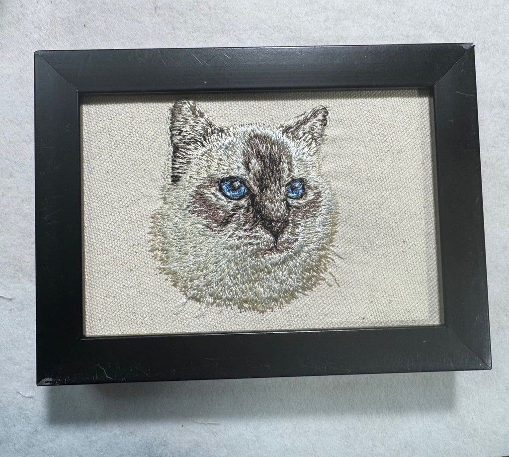 Birman Cat Machine Embroidered Art | Framed Cat Breed Décor