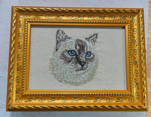 Birman Cat Machine Embroidered Art | Framed Cat Breed Décor