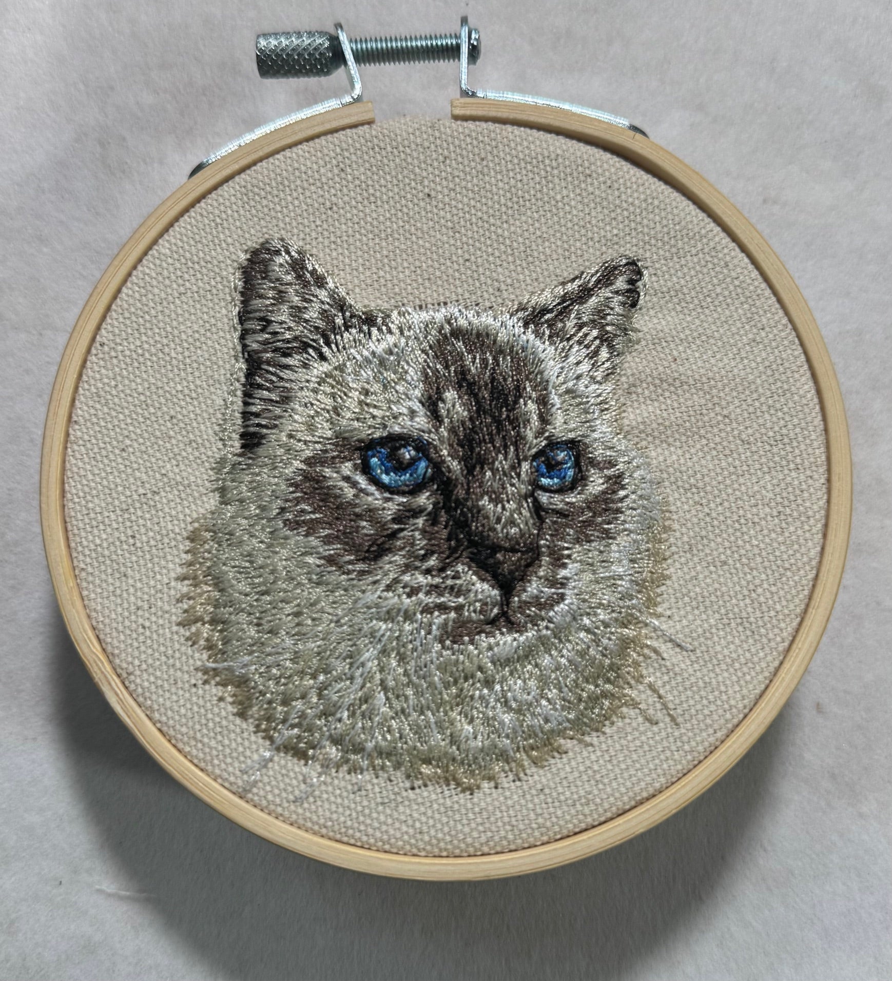Birman Cat Machine Embroidered Art | Framed Cat Breed Décor