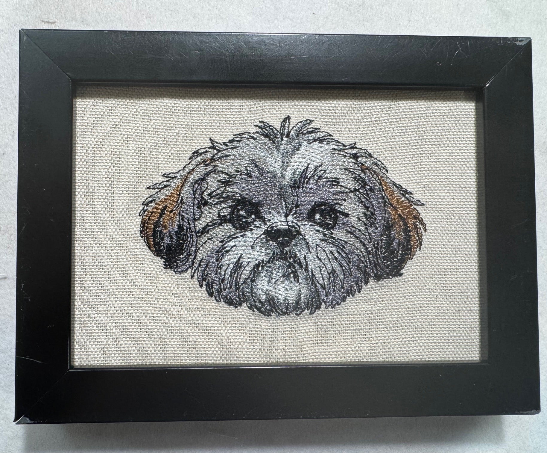 Shih Tzu Machine Embroidered Art | Framed Dog Breed Décor