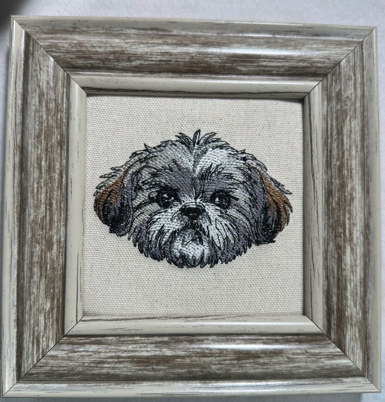 Shih Tzu Machine Embroidered Art | Framed Dog Breed Décor