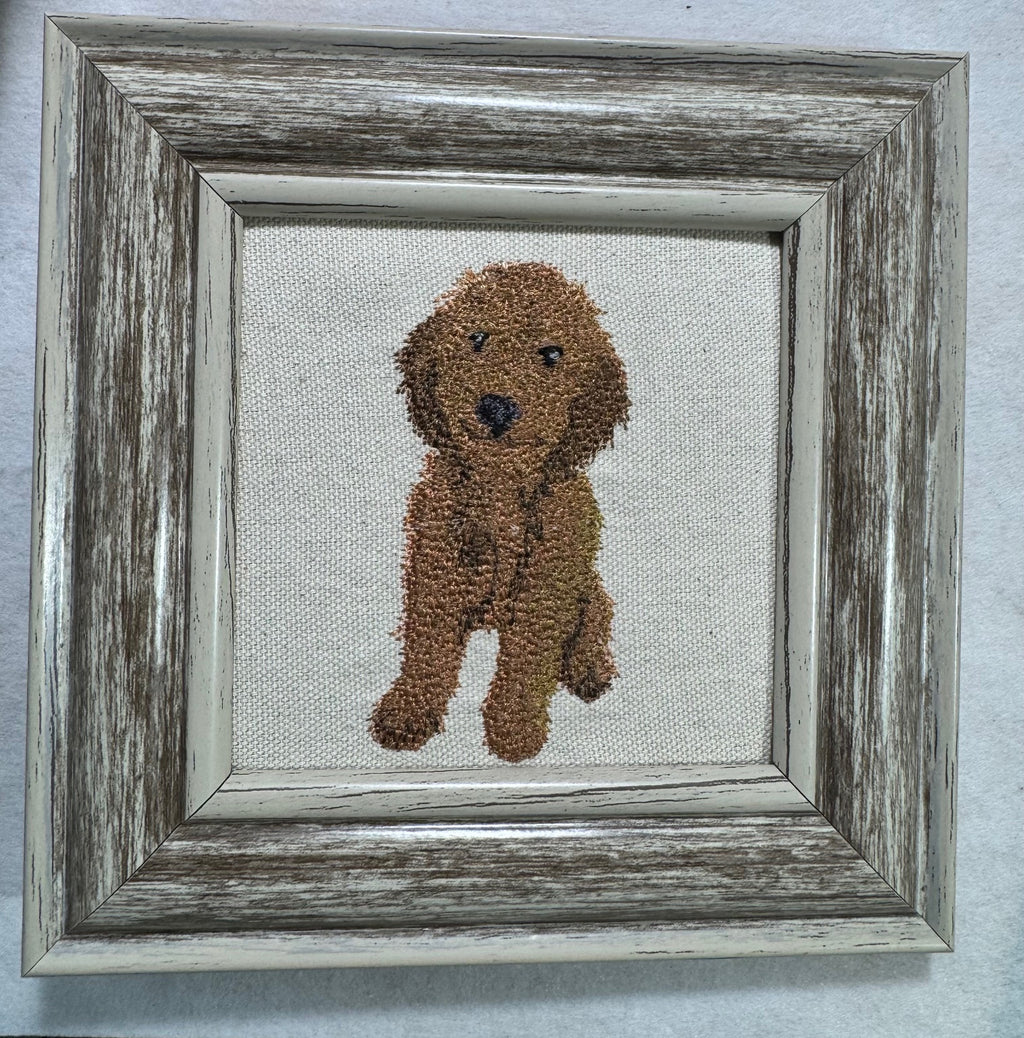 Goldendoodle Machine Embroidered Art | Framed Dog Breed Décor