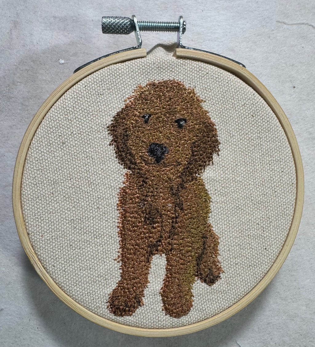 Goldendoodle Machine Embroidered Art | Framed Dog Breed Décor