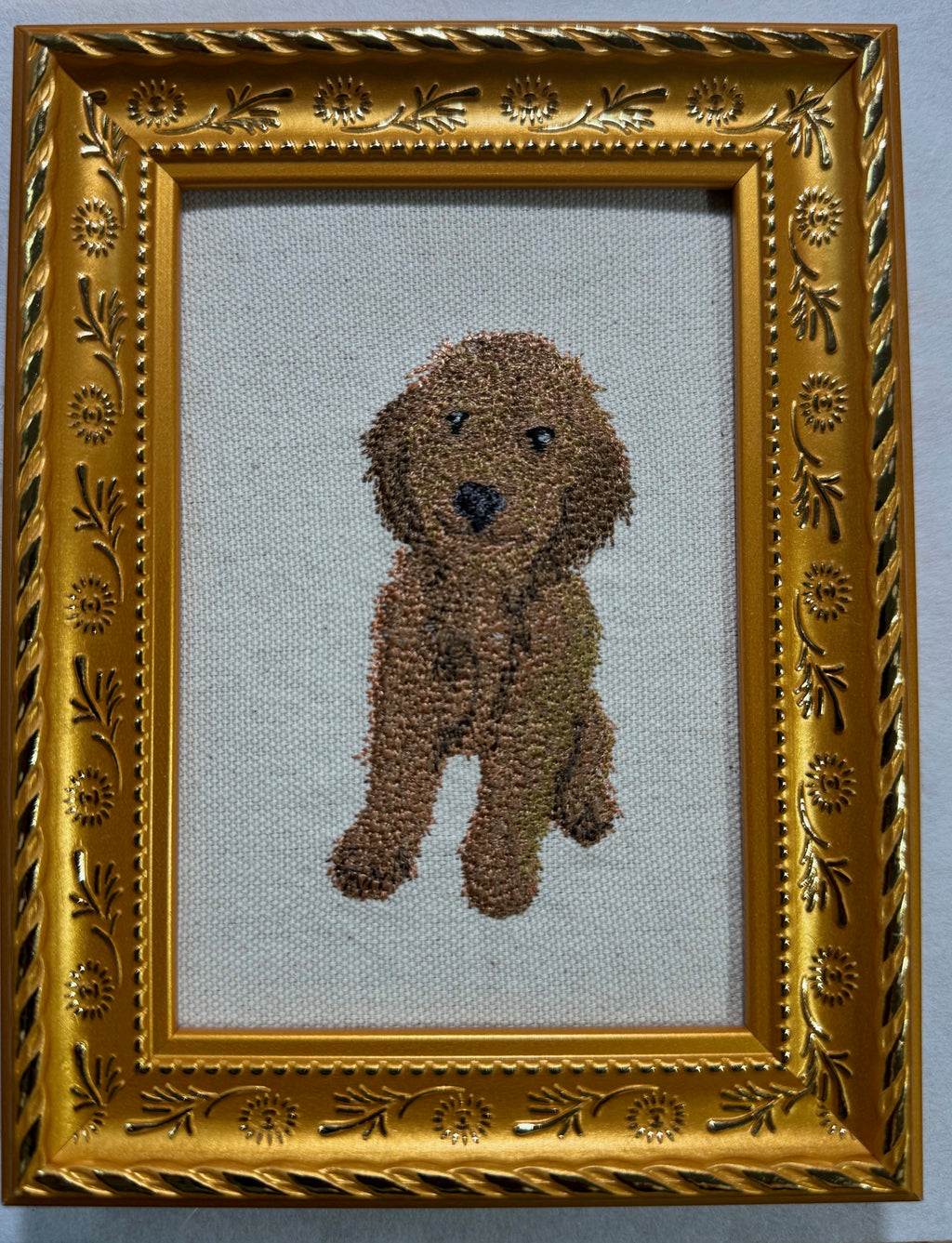 Goldendoodle Machine Embroidered Art | Framed Dog Breed Décor