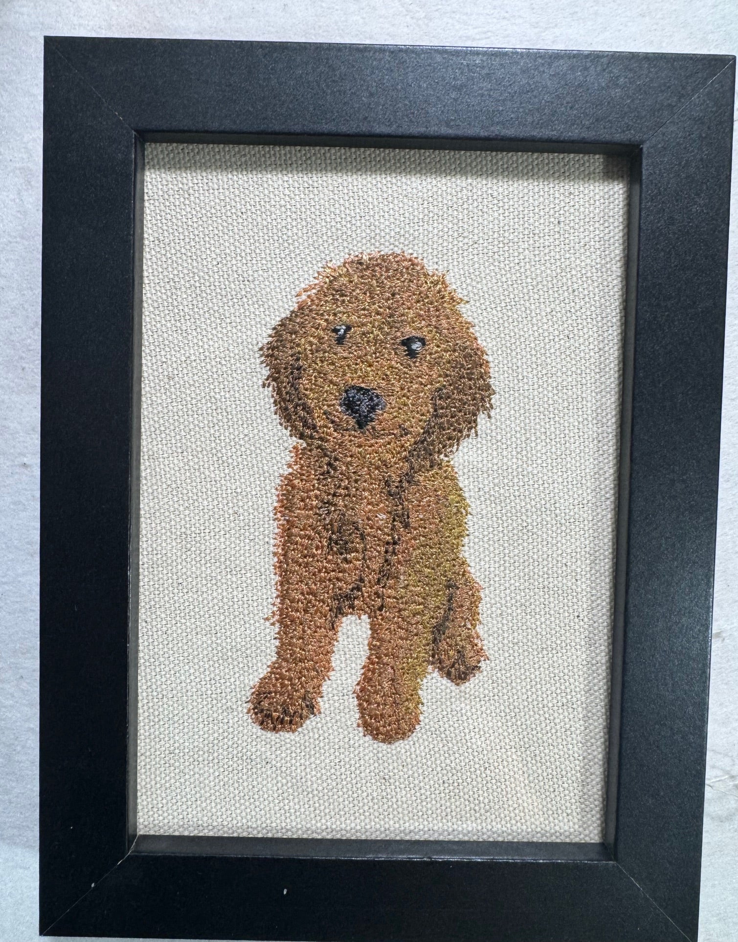 Goldendoodle Machine Embroidered Art | Framed Dog Breed Décor