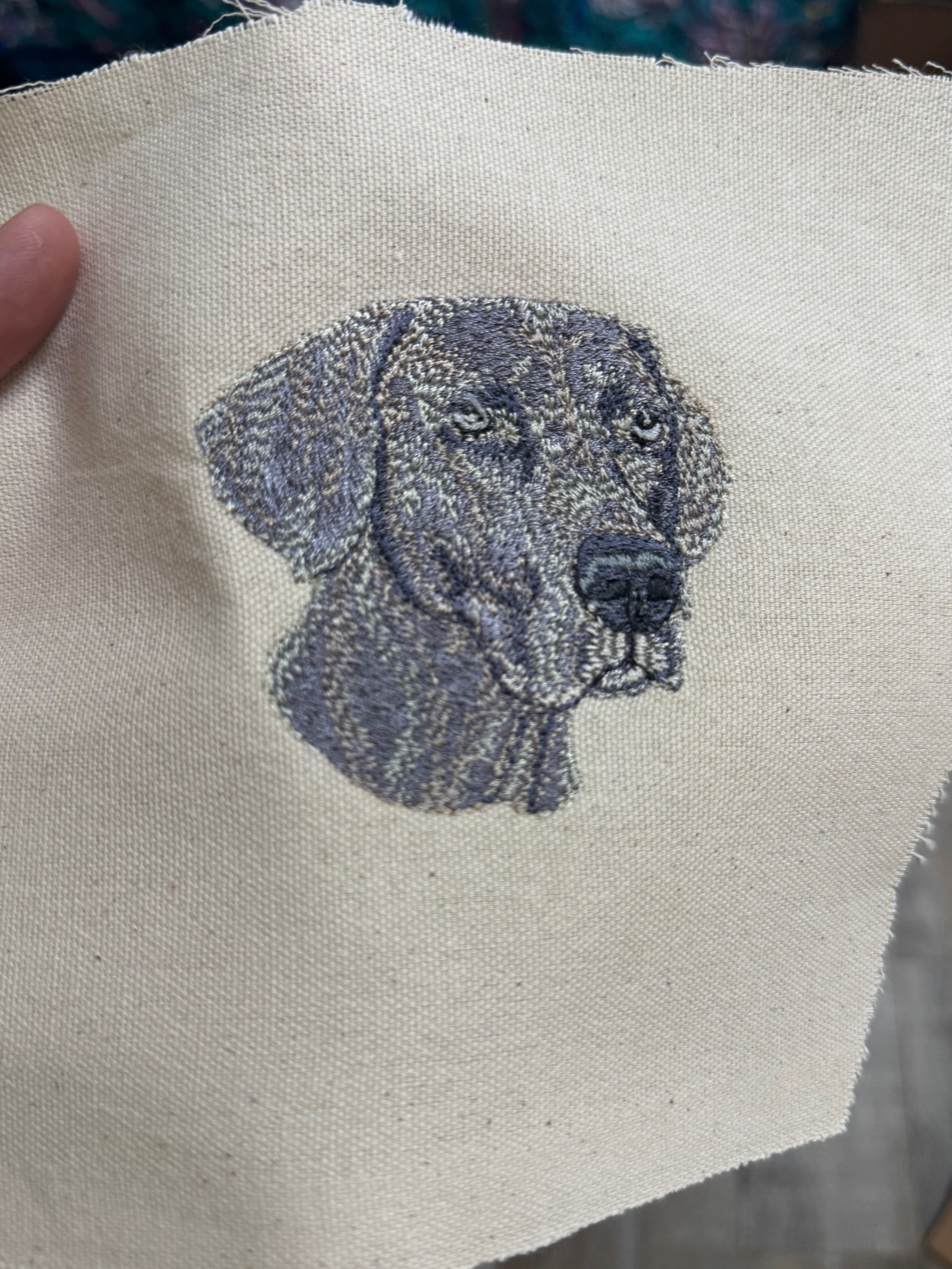 Weimaraner Machine Embroidered Framed Art | Tabletop Decor
