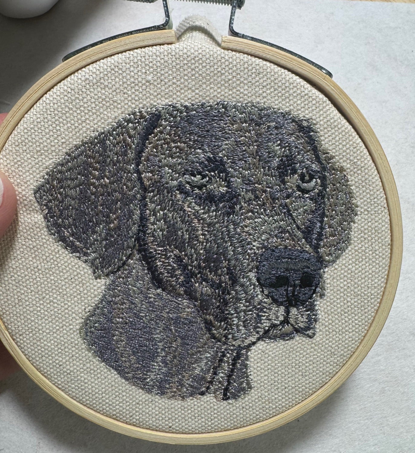 Weimaraner Machine Embroidered Framed Art | Tabletop Decor