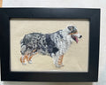 Australian Shepherd Machine Embroidered Framed Art | Tabletop Decor