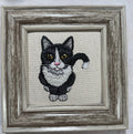 Tuxedo Cat Machine Embroidered Art | Framed Cat Breed Décor