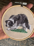 Border Collie Christmas Ornament, Machine Embroidered, 4-Inch Hanging Hoop