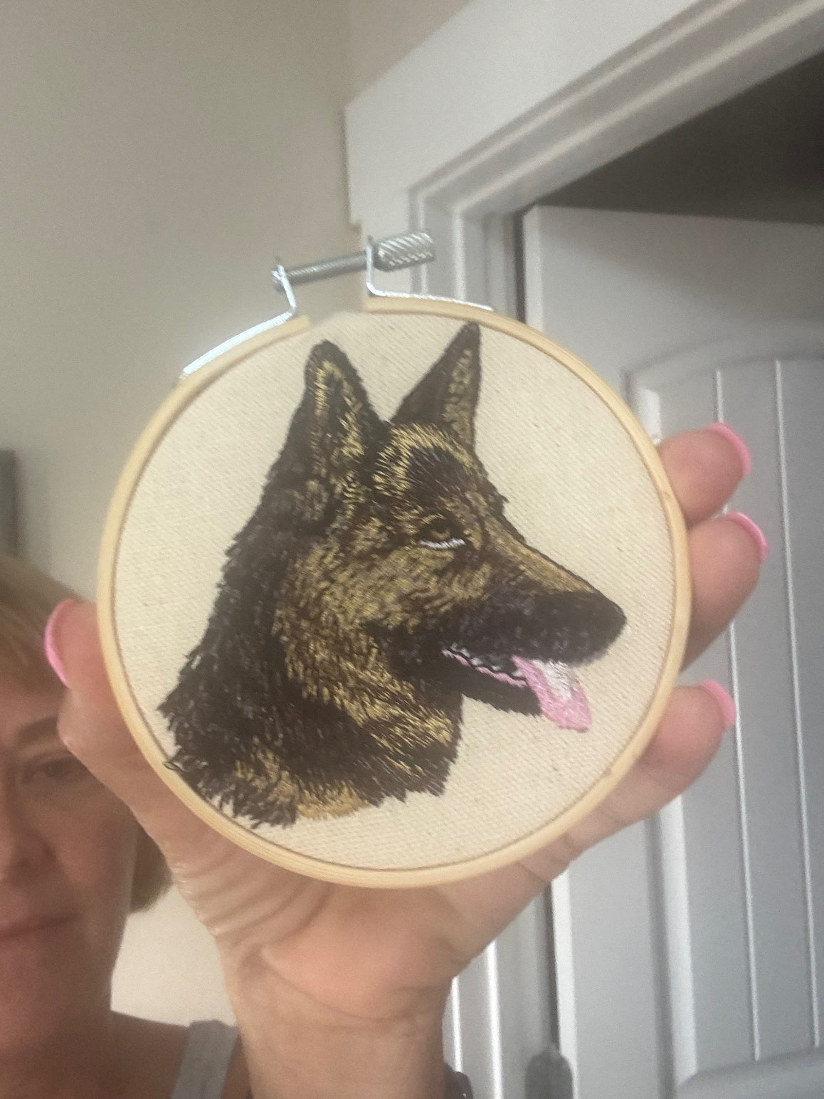 Belgian Malinois Machine Embroidered Framed Art | Tabletop Decor