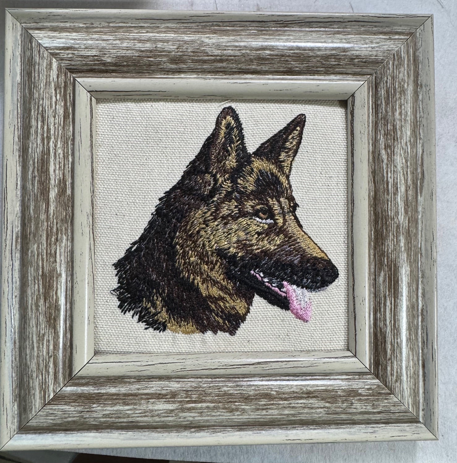 Belgian Malinois Machine Embroidered Framed Art | Tabletop Decor
