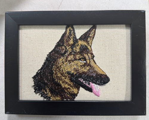 Belgian Malinois Machine Embroidered Framed Art | Tabletop Decor