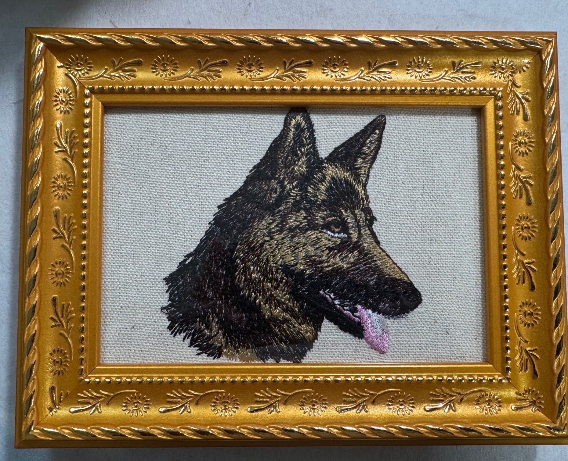 Belgian Malinois Machine Embroidered Framed Art | Tabletop Decor