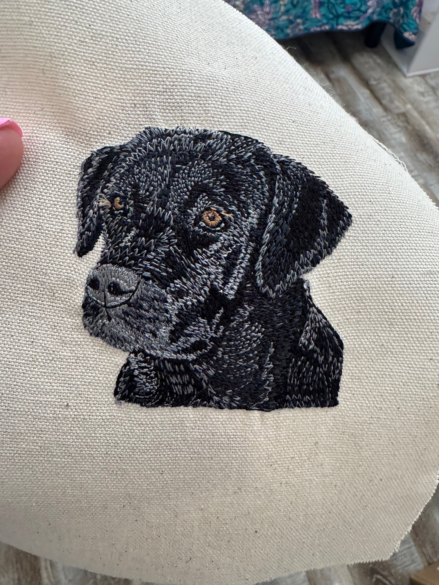 Black Lab Machine Embroidered Art | Framed Dog Breed Décor