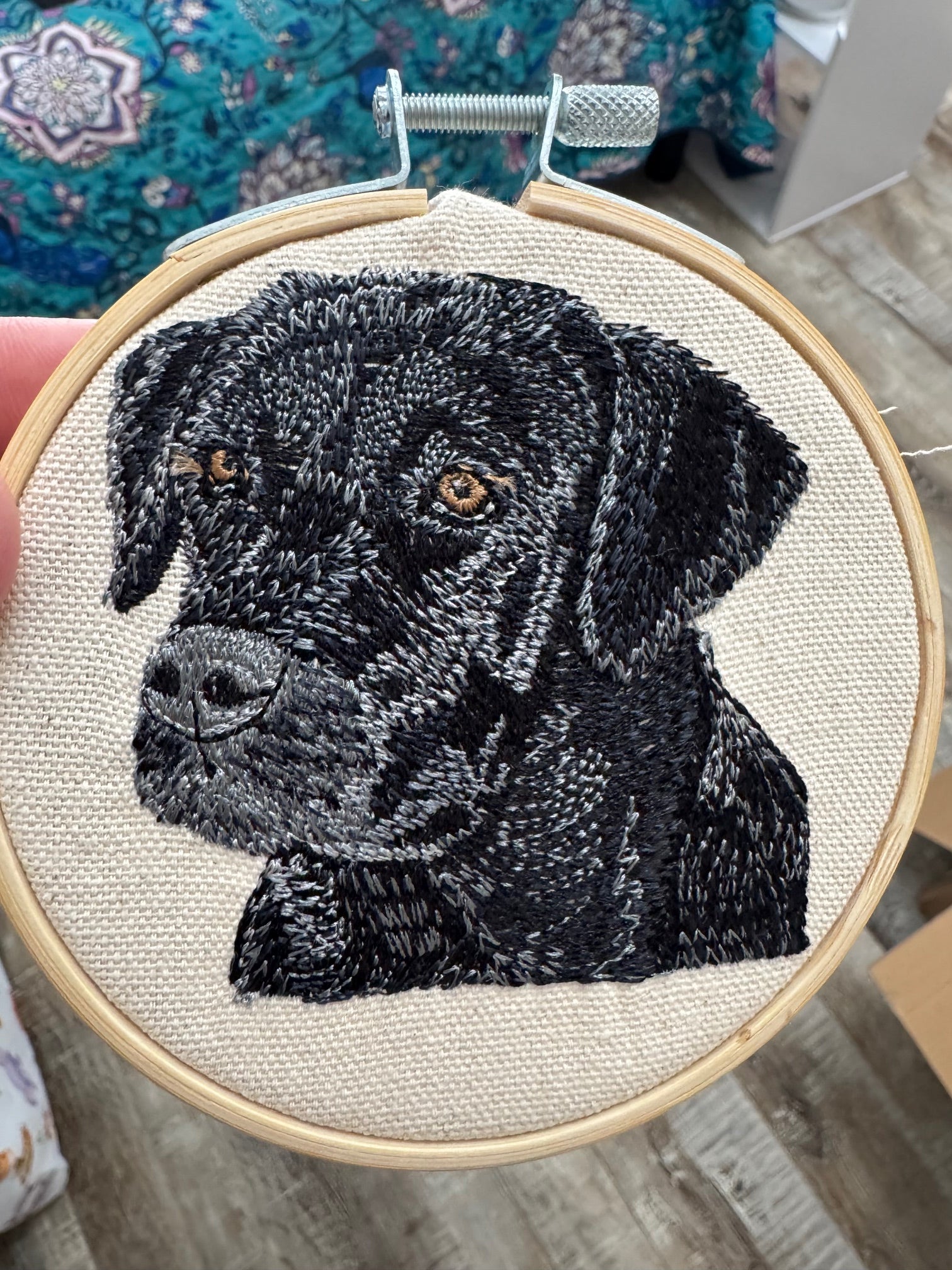 Black Lab Machine Embroidered Art | Framed Dog Breed Décor