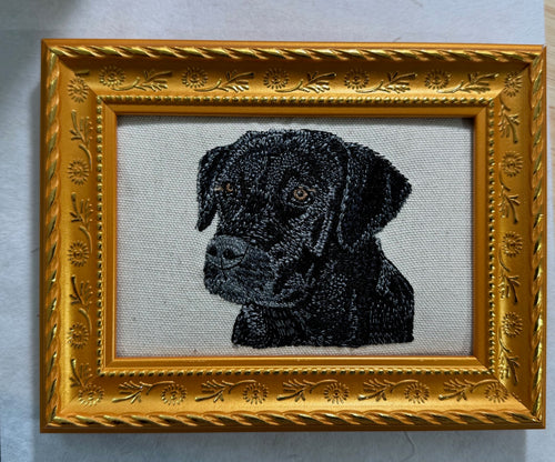 Black Lab Machine Embroidered Art | Framed Dog Breed Décor