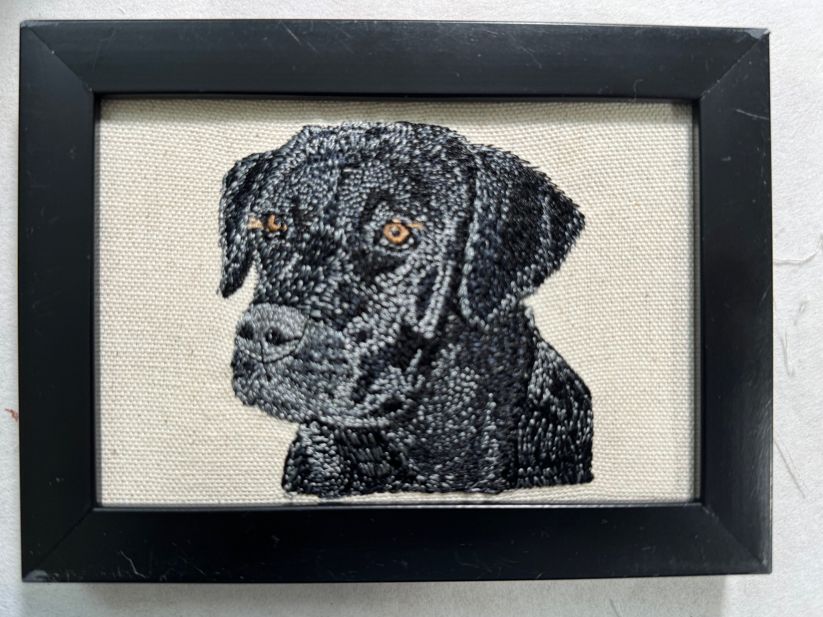 Black Lab Machine Embroidered Art | Framed Dog Breed Décor