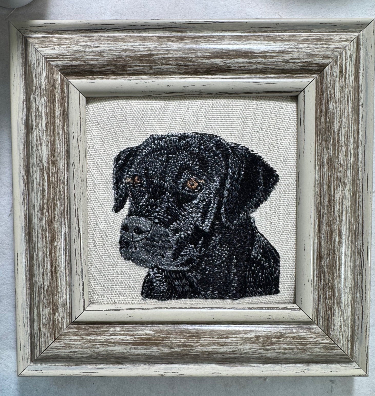 Black Lab Machine Embroidered Art | Framed Dog Breed Décor