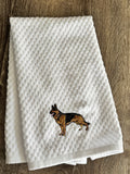 German Shepherd Embroidered Kitchen Towel | Dog Lover Gift | 16x27 White Towel